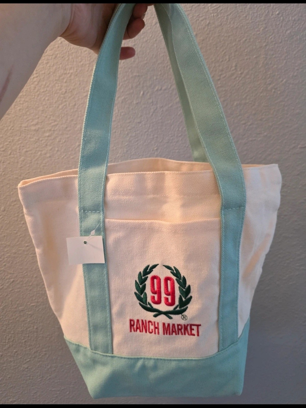 99 Ranch Market Canvas Tote Bag in Cream and Mint